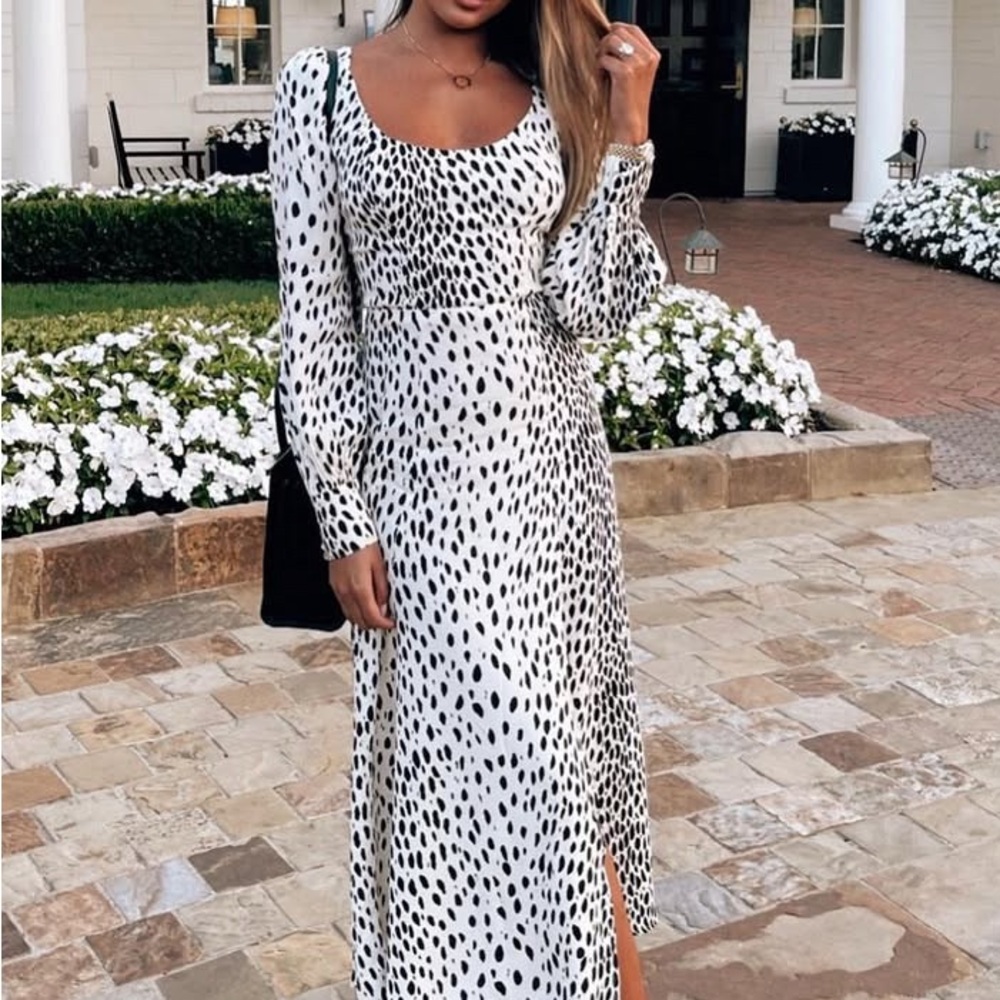 Reformation Black and White Long Sleeve Dress